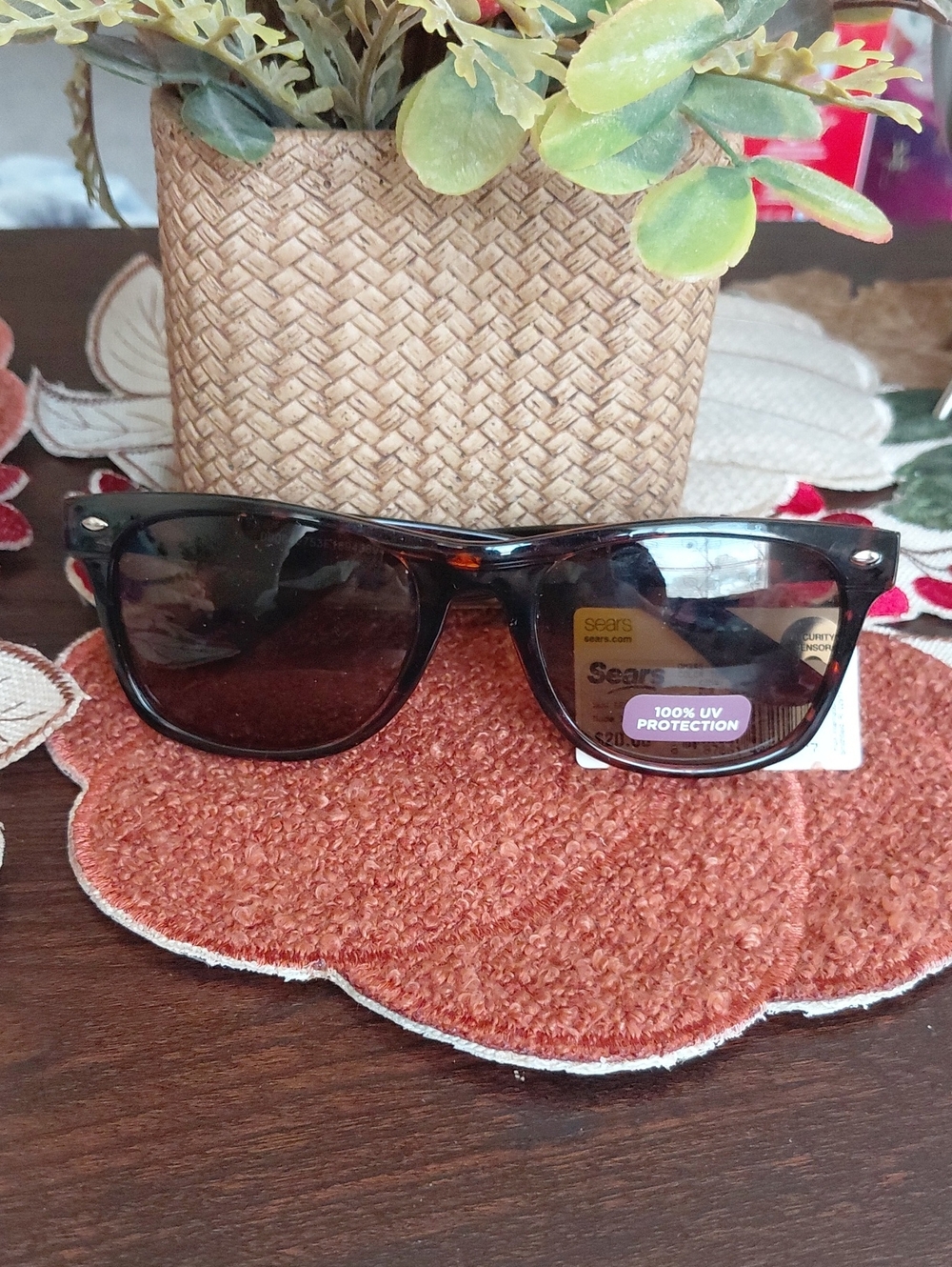 Sears Men’s Tortoiseshell Sunglasses with Dark Brown Lenses